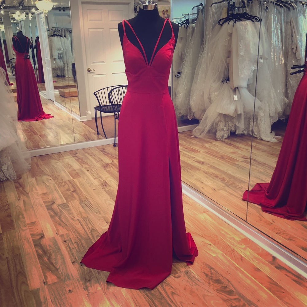 Long formal gown with high slit